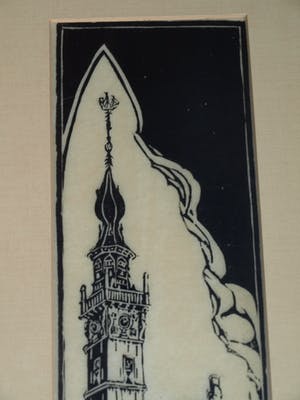 Niet of onleesbaar gesigneerd - Ingelijste houtsnede , Stadhuis van Veere kopen? Bied vanaf 1!
