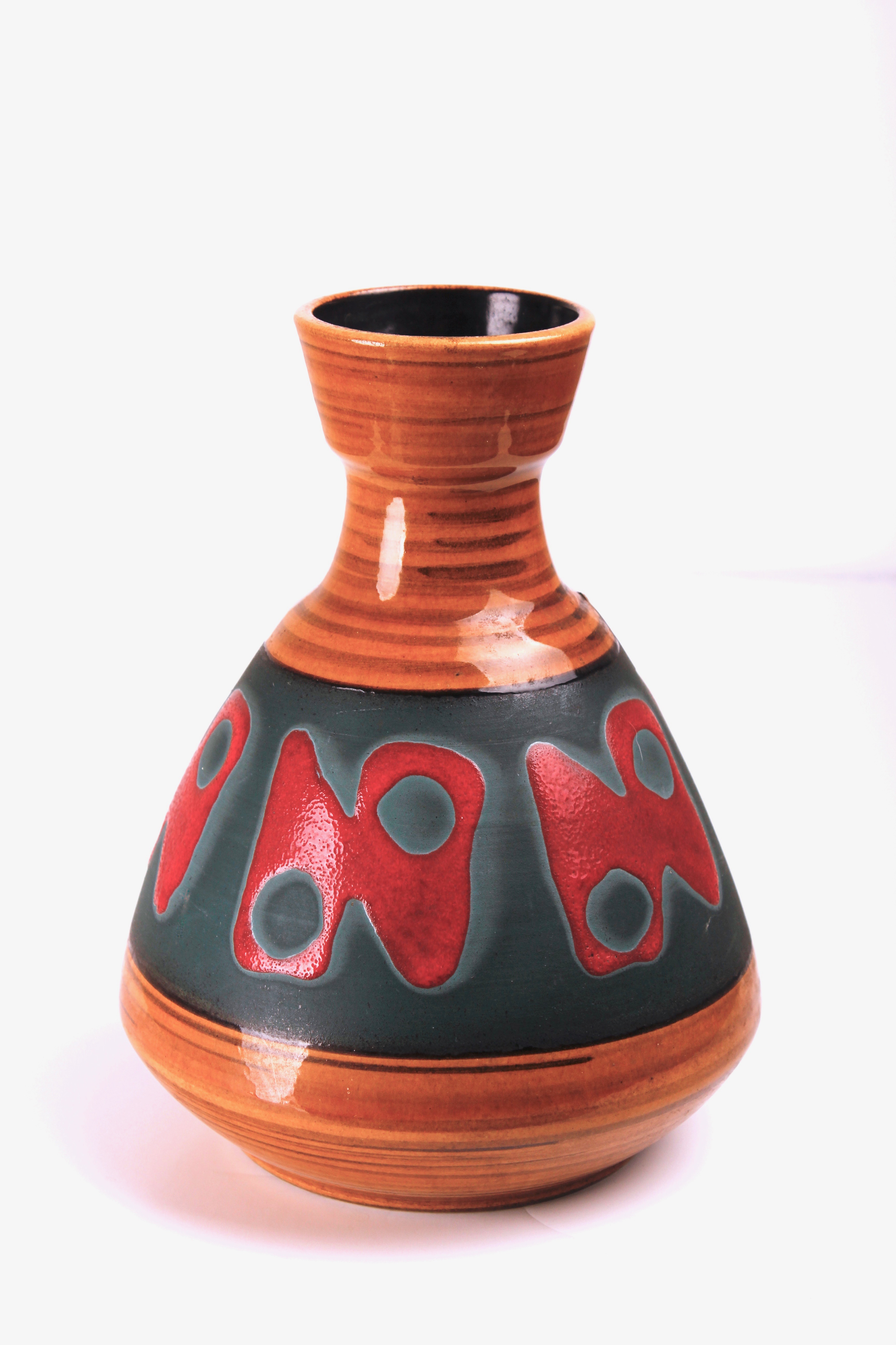 Dumbler & Breiden - vaas met polychroom abstract decor model 128-20 -1950's kopen? Bied vanaf 19!