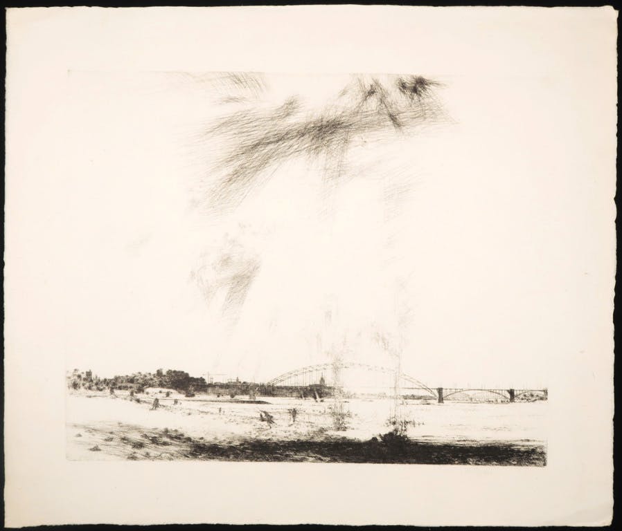 Willem den Ouden - Ets op rijstpapier, Z.T. Landschap met brug kopen? Bied vanaf 60!