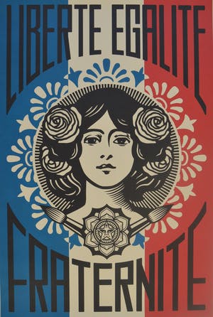 AcheterShepard Fairey - LIBERTÉ, ÉGALITÉ, FRATERNITÉ - gesigneerd? Enchérissez de 1!