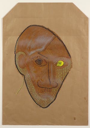 Dirk Celis - Gemengde techniek op kraftpapier, Zonder titel - Ingelijst kopen? Bied vanaf 50!