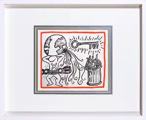 Keith Haring - Zeldzame litho uit het portfolio Against all odds - Ingelijst verkocht voor € 1!