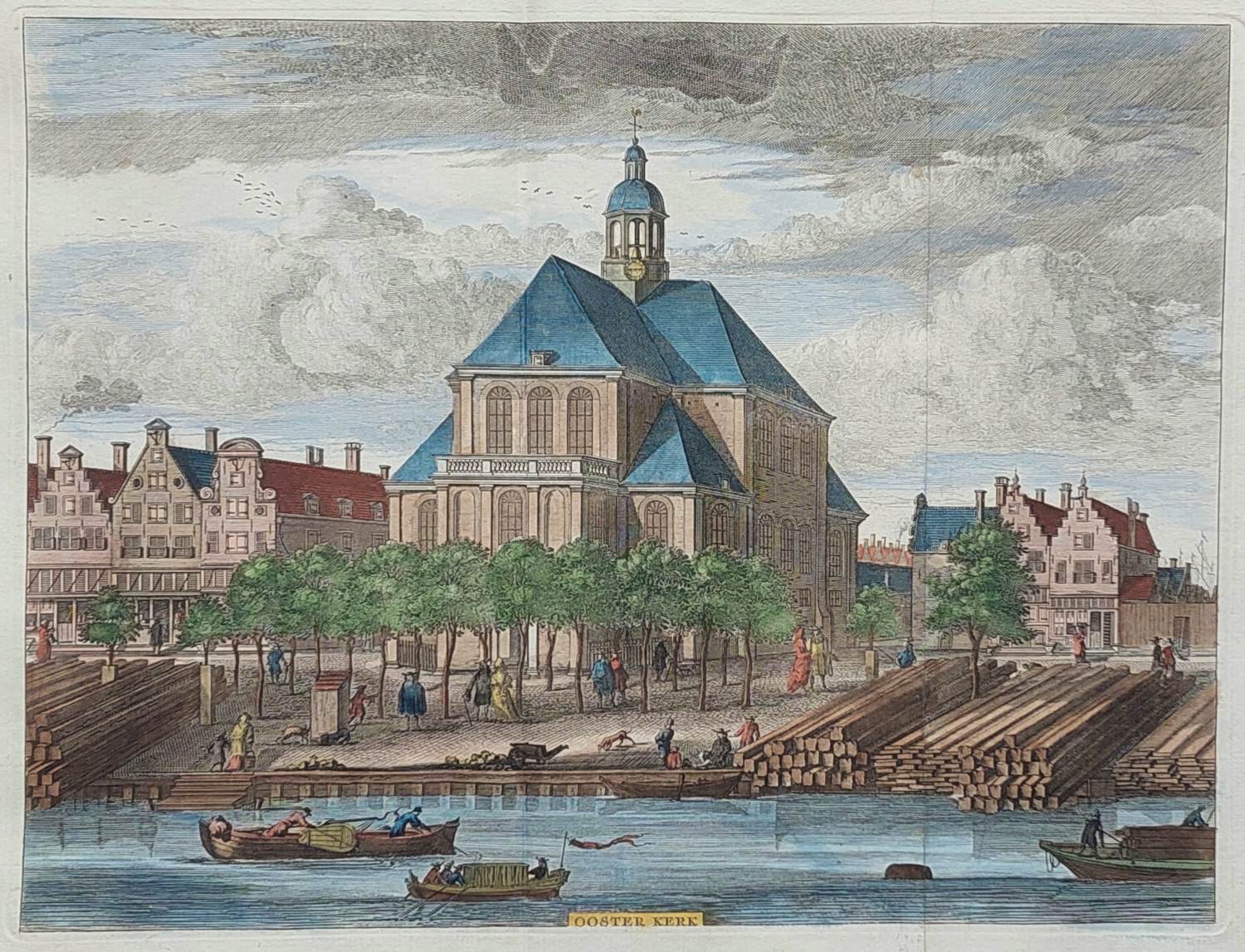 Isaac Tirion - Amsterdam Oosterkerk Oude Gravure Stadsgezicht 1760 kopen? Bied vanaf 50!