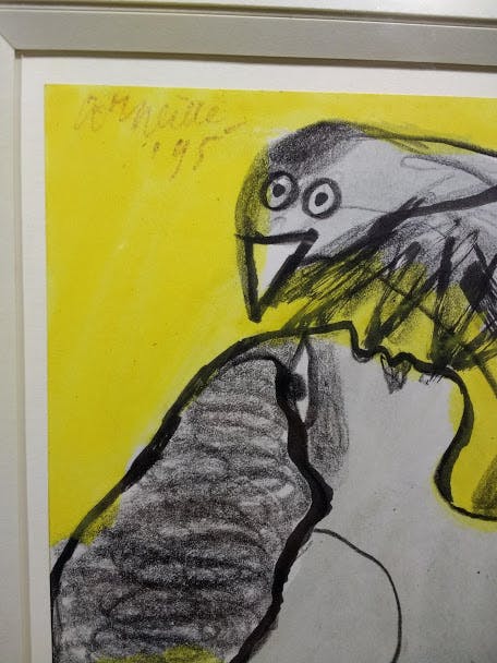 Corneille - tekening in krijt en aquarel, gesigneerd en gedateerd '95, ingelijst kopen? Bied vanaf 1100!