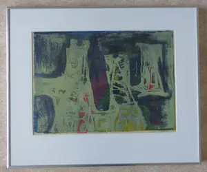 Daniel den Dikkenboer - ABSTRACTIE / KLEURZEEFDRUK / 50x60cm / KADER / SIG kopen? Bied vanaf 35!