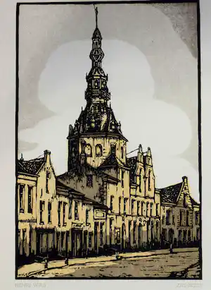 Henri Wils - houtgravure - Zierikzee vendu pour 35€ !