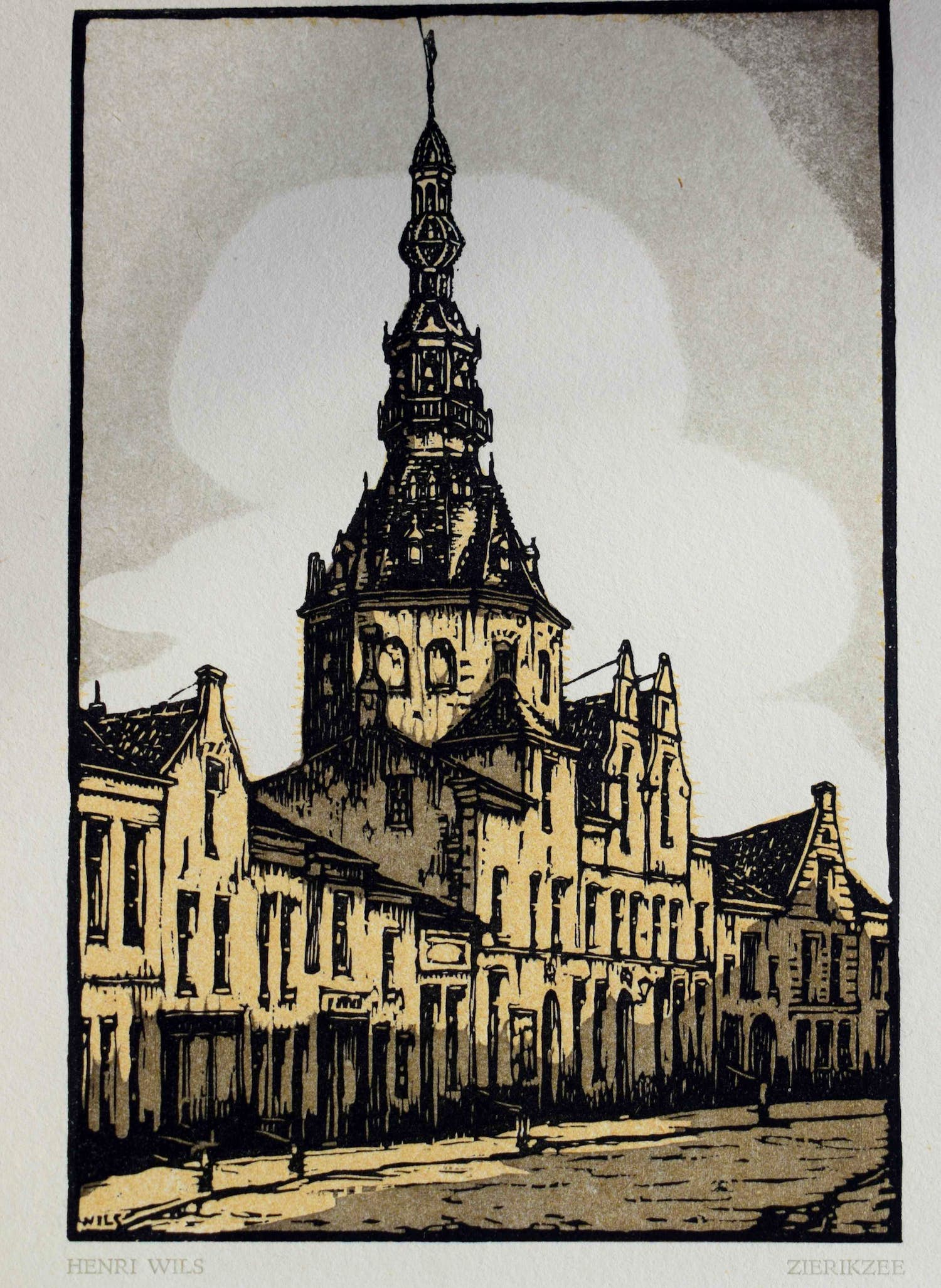 Henri Wils - houtgravure - Zierikzee kopen? Bied vanaf 35!