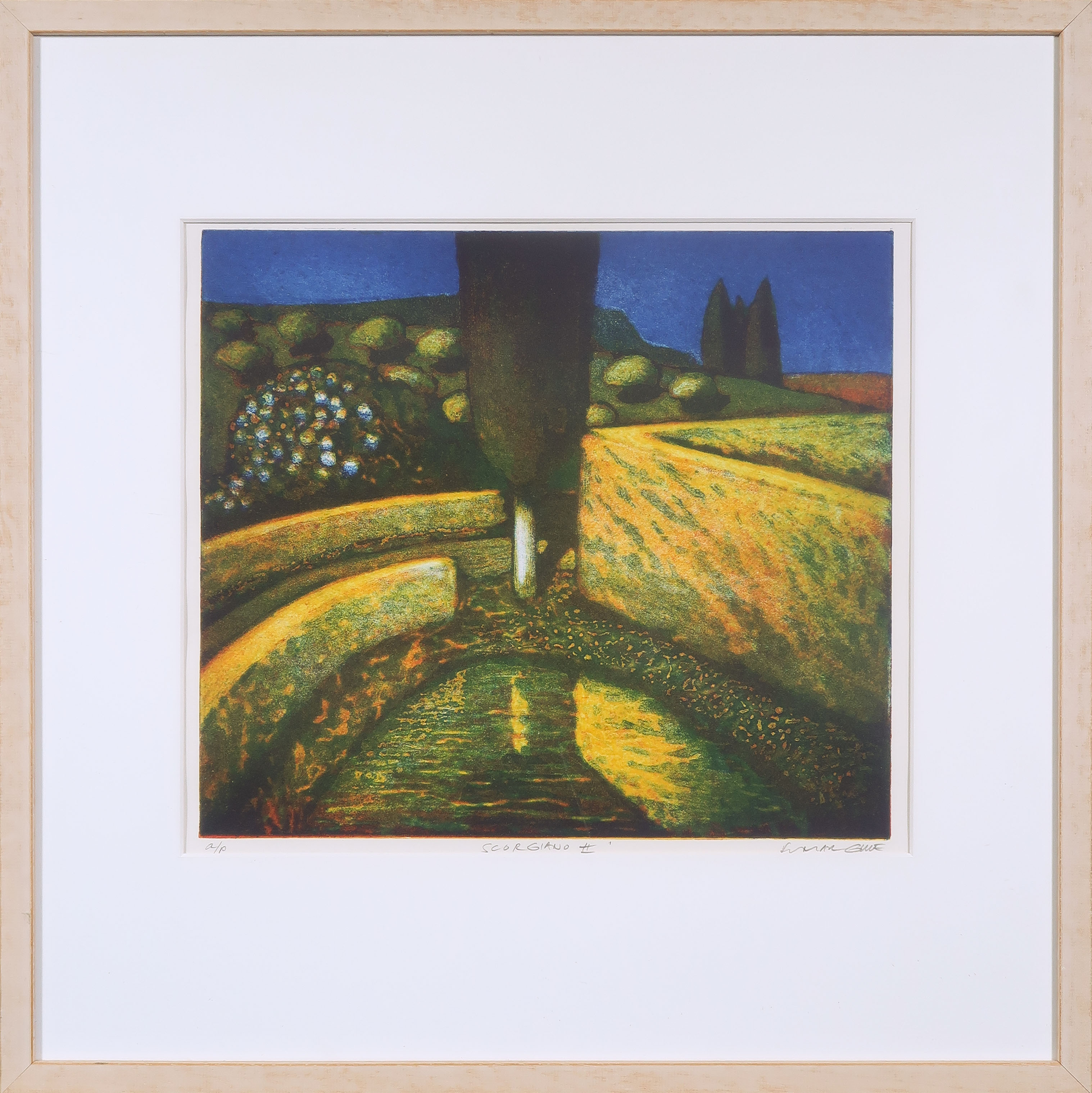 Elmar Gille - Kleurenets, Scorgiano II - Ingelijst verkocht voor € 50!