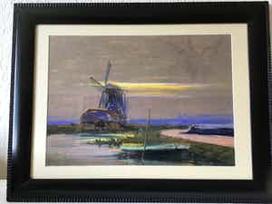 Cornelis Albert van Assendelft - Molen in landschap,pastel op karton verkocht voor € 80!
