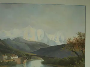 Henri Knip - Ingelijste gouache , Landschap Zwitserland – ca. 1870? - Lijst, 73 x 93 cm. kopen? Bied vanaf 10!