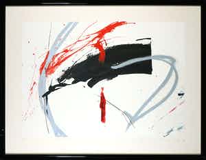 Peter Schenk - Zeefdruk, Z.T. Abstracte compositie - Ingelijst verkocht voor € 50!