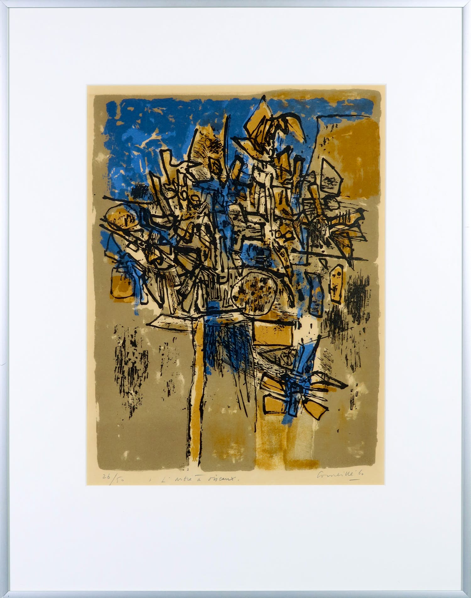 Corneille - Litho, L'Arbre à l'oiseaux - Ingelijst kopen? Bied vanaf 250!