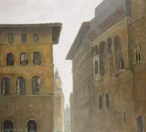 Geldolph Stuyling de Lange - Olieverf op doek, Piazza della Signoria - Ingelijst (Zeer groot) kopen? Bied vanaf 500!