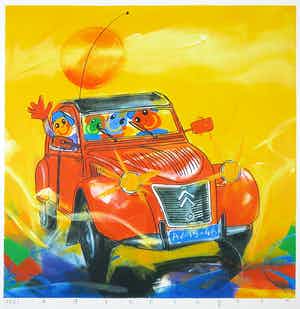 Ad Verstijnen - Zeefdruk, Citroën 2CV verkocht voor € 35!
