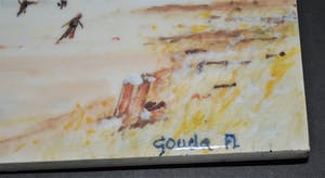 Plateelbakkerij Zuid-Holland - Plateel Gouda - grote tegel - winterse voorstelling naar Andreas Schelfhout kopen? Bied vanaf 1!