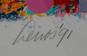 Pim Lenos - Ingelijste kleurenzeefdruk: Compositie - 1991(groot werk!) kopen? Bied vanaf 250!