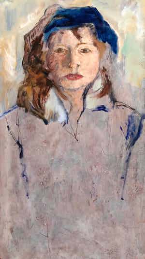 Josef Santen - vrouw met blauwe baret (jaren'70) verkocht voor € 45!