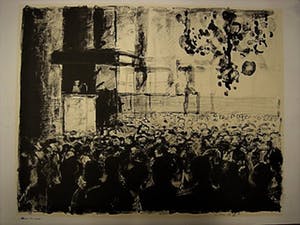 Aat Veldhoen - Vroege Litho in de Oosterkerk Amsterdam" gesigneerd kopen? Bied vanaf 1!