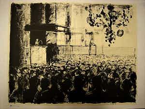 Aat Veldhoen - Vroege Litho in de Oosterkerk Amsterdam" gesigneerd verkocht voor € 1!