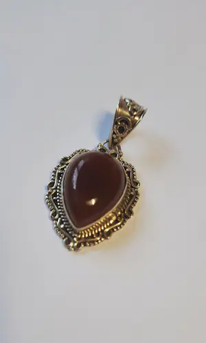 handgemaakte hanger van 925 zilver, gezet met echte edelsteen: carneool. kopen? Bied vanaf 45!