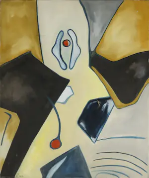 Ronald Coffie - Olieverf op doek, Compositie in kleuren I - Ingelijst kopen? Bied vanaf 1!