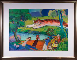 Michael Leu - Lithografie, Zonder titel - Ingelijst (Groot) verkocht voor € 75!
