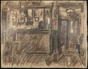 Arthur Beckand - Potloodtekening, Belgisch café kopen? Bied vanaf 1!
