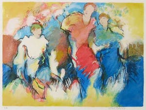 Arthur Bernard - Zeefdruk, Three in the garden - Ingelijst kopen? Bied vanaf 1!