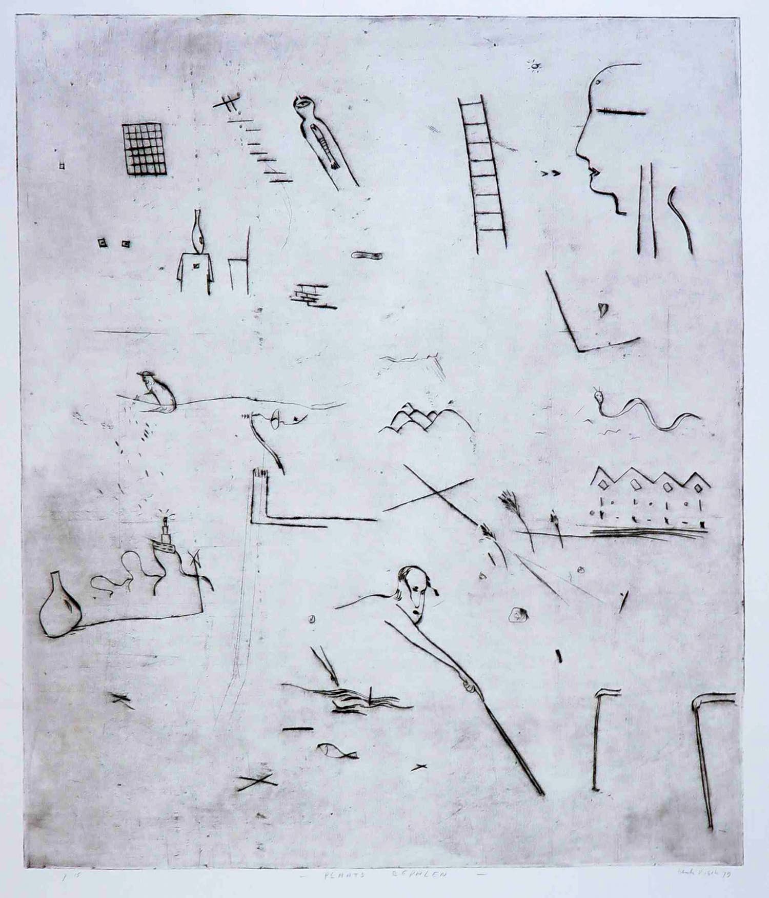 Henk Visch - Ets, Plaats bepalen verkocht voor € 40!