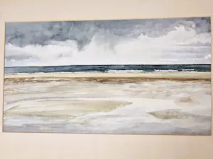 Margriet Wehrmeijer - Grote gouache op karton "Kustgezicht" gesigneerd - in passe partout kopen? Bied vanaf 40!