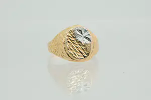 50 - Fraai gedetailleerde 18 Krt bi-color gouden ring - zegel model kopen? Bied vanaf 135!