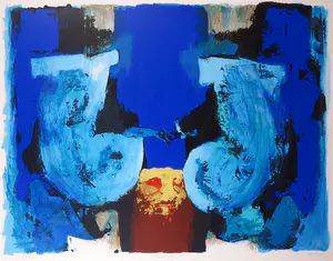 Hans Vanhorck - Zeefdruk, Blue mesa - Ingelijst (Zeer groot) kopen? Bied vanaf 50!
