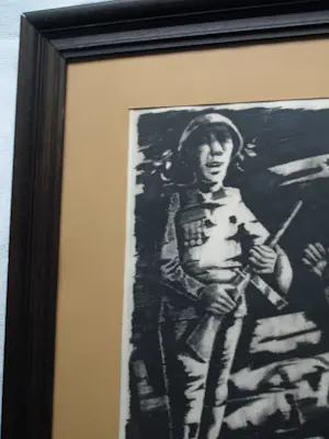 Ber Mengels - Grote ingelijste ets, Zou ik mijn broeders hoeder zijn? – 1965 – nr. 2 van 10. kopen? Bied vanaf 150!