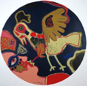 Corneille - Zeefdruk, Libre oiseau verkocht voor € 200!