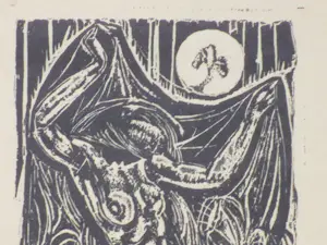 Johan Dijkstra - Naakt onder sluier - Houtsnede kopen? Bied vanaf 80!