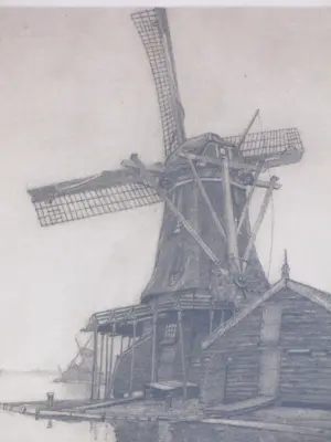 Willem Jansen - Waterlandschap met houtzaagmolen - Ets kaufen? Bieten Sie von 38!