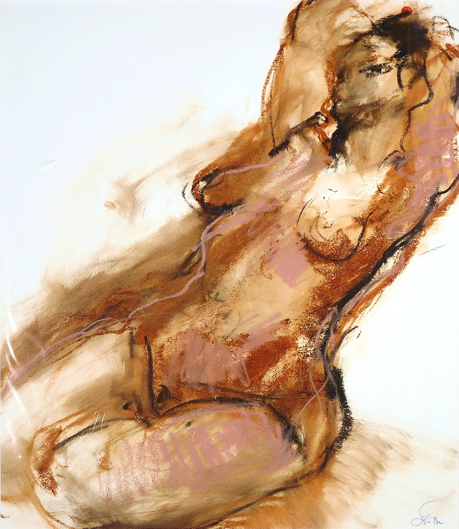 Franscz Witte - Gemengde techniek op papier, Naakt met armen boven het hoofd kopen? Bied vanaf 1!