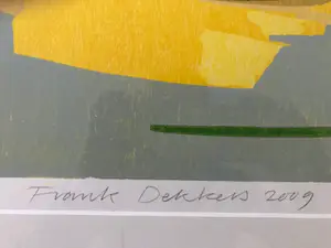 Frank Dekkers - houtsnede Ochtend in de uiterwaard (ingelijst) kopen? Bied vanaf 150!