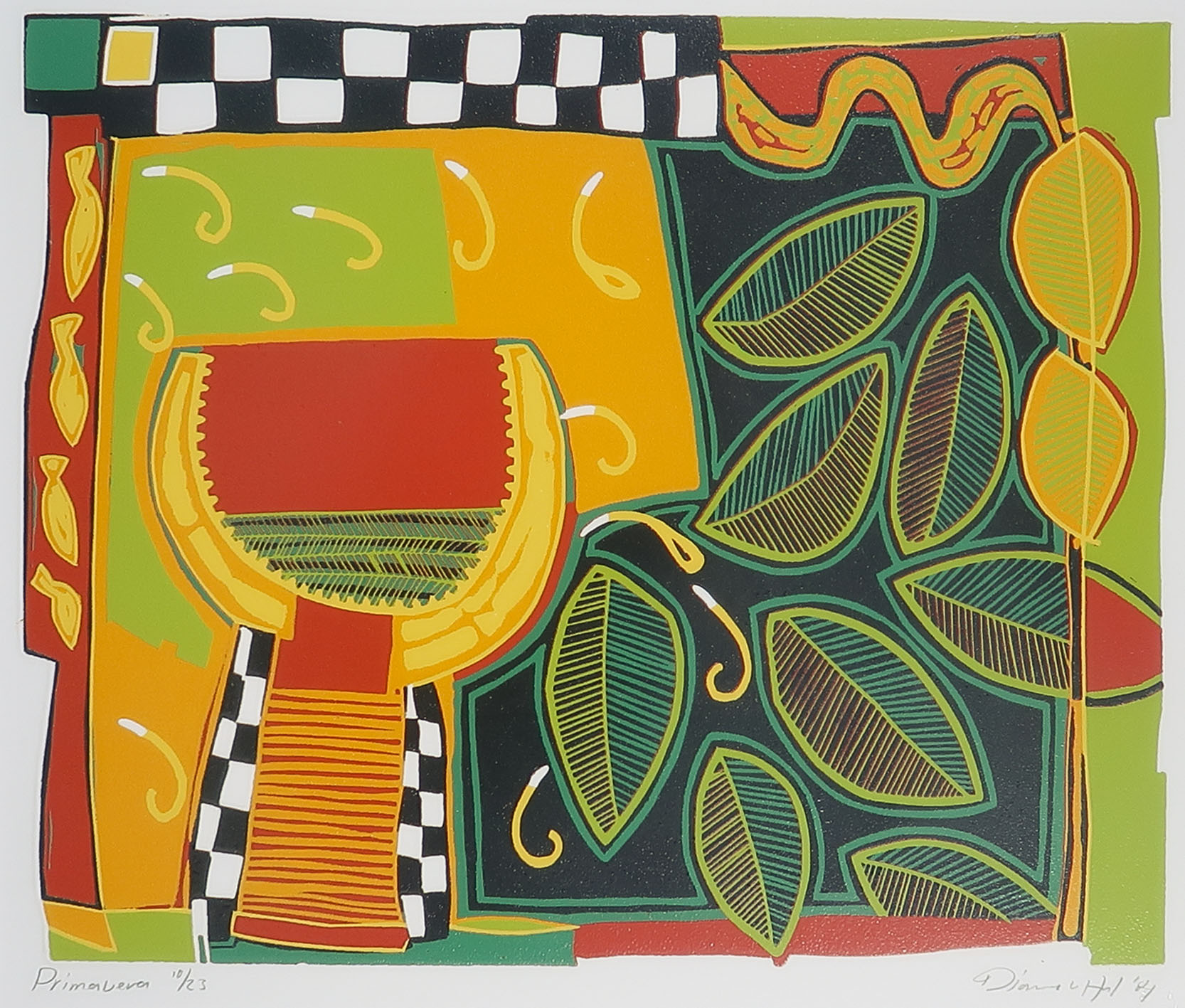 Diana van Hal - Zeefdruk, Primavera - Ingelijst kopen? Bied vanaf 20!