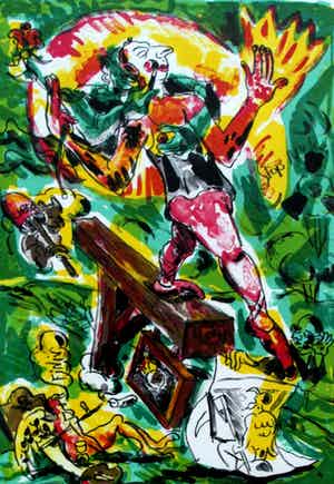 Jorg Immendorff - Ingelijste litho: The Rake II - 1995 verkocht voor € 325!