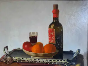 Coen van Oven - Stilleven met wijn en fruit kopen? Bied vanaf 175!