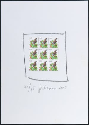 Jan Henderikse - Tekening met postzegels kopen? Bied vanaf 100!