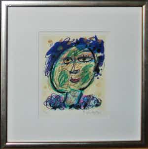 Kees Salentijn - Gezicht, schitterend gelijst!! verkocht voor € 85!