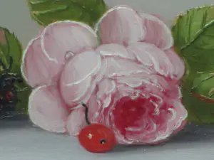 Johannes Eerdmans - Stilleven met fruit en roos - Olie op paneel kopen? Bied vanaf 175!