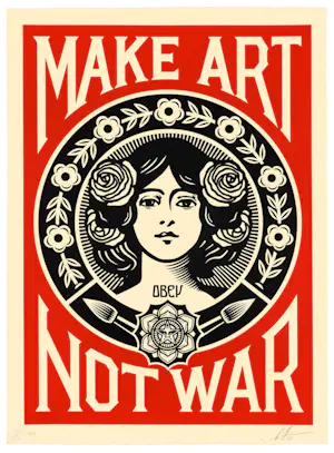 AcheterShepard Fairey - Make art not war lith 91x61cm? Enchérissez de 9!