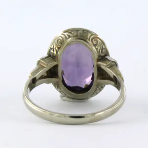 14k gouden ring bezet met amethist en roos diamanten tot. 0.05ct - rm 17.5(55) kopen? Bied vanaf 200!