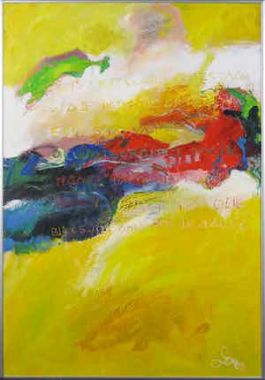 Franscz Witte - Acryl op karton, Er is een wolk ontstaan ... - Ingelijst verkocht voor € 50!