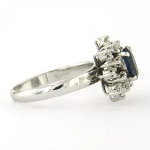 14k gouden ring met saffier en single cut geslepen diamant tot. 0.25ct kopen? Bied vanaf 540!