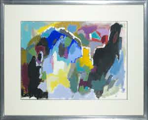 Ferd op de Coul - Gouache, Abstracte compositie - Ingelijst verkocht voor € 50!