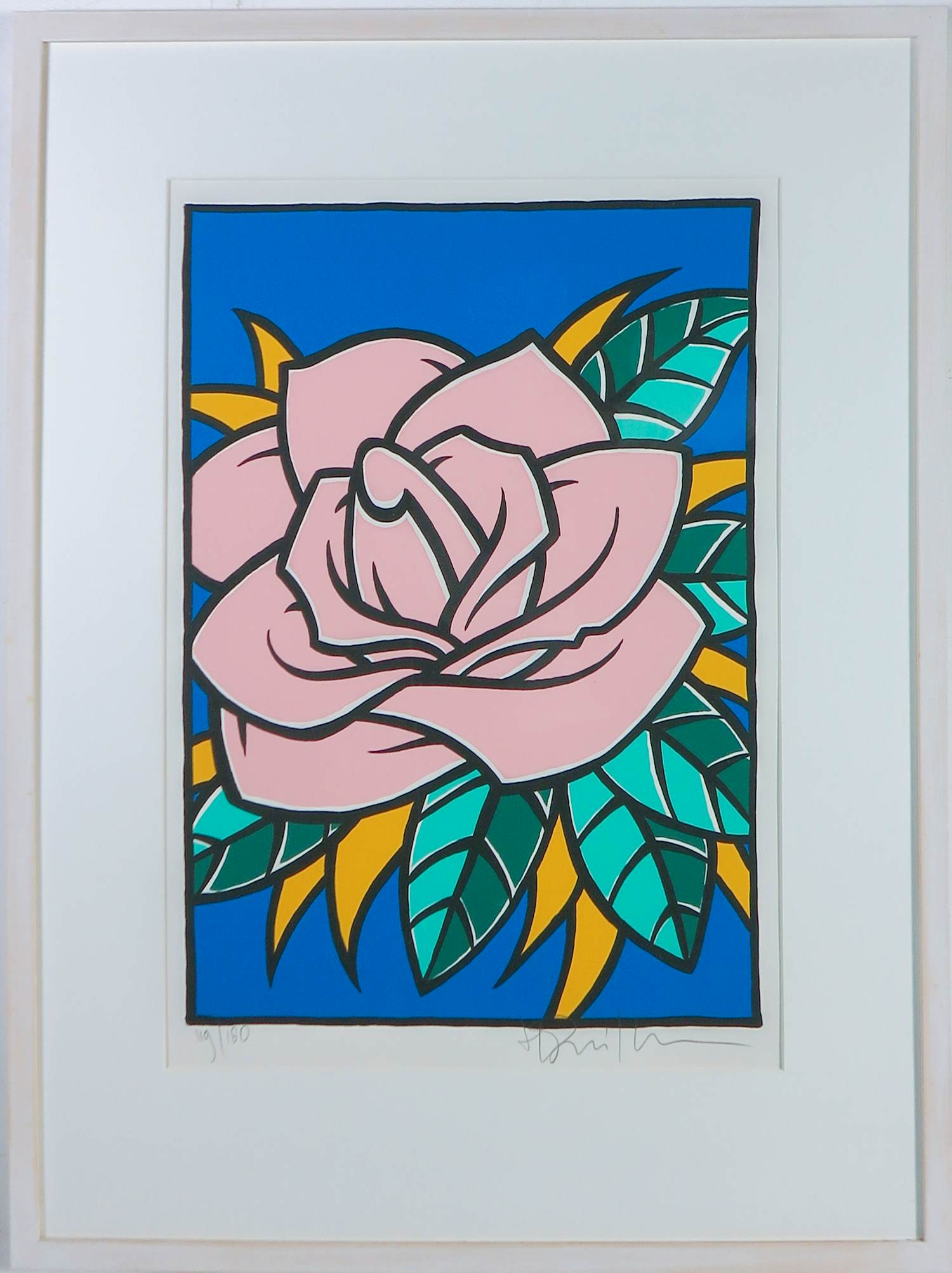 Henk Schiffmacher - Zeefdruk, Roze Roos - Ingelijst kopen? Bied vanaf 150!